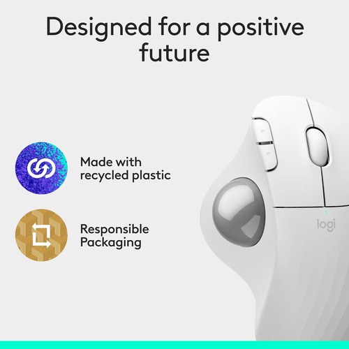 Mouse Ergonómico Logitech Ergo M575s, Inalámbrico, Blanco