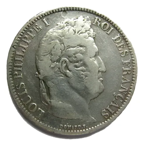 Francia 1831 Antigua 5 Franc Grande De Plata Rey Luis Felipe