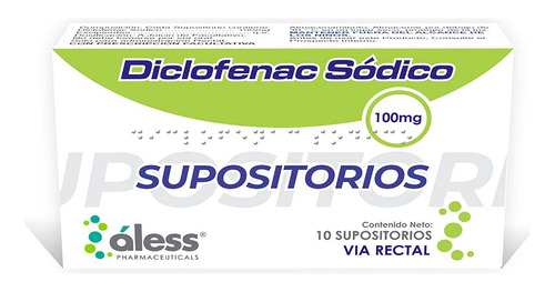 Diclofenac Sódico Supositorios 100mg 10 Unidades Aless 