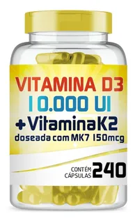 Vitamina D3 10.000 Ui + Vitamina K2 150mcg Com 240 Cápsulas
