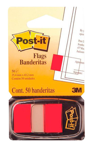 3m Post It Banderitas 680 Rojo 25.4mm X 43.2mm X 50 Und