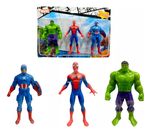 Muñecos Articulados Hulk Spiderman Capitán América Marvel