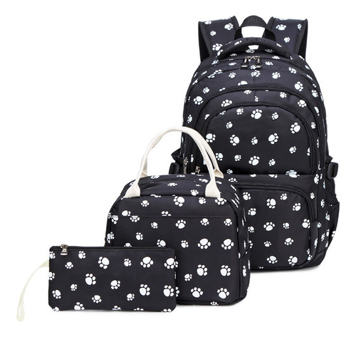 Conjunto Mochila Con Estampado Pata Perro Y Bolsa Almuerzo