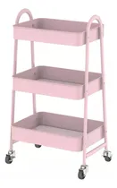 Comprar Carro Estante Organizador 3 Niveles Con Ruedas Multiuso Rosa