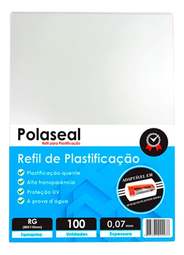 Polaseal Plástico Para Plastificação Rg 80x110 0,07mm 100un