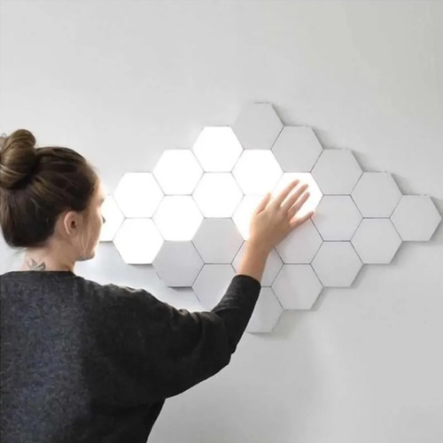 Juego 3 Luces Led Hexagonal Para Ensamble Con Control Remoto
