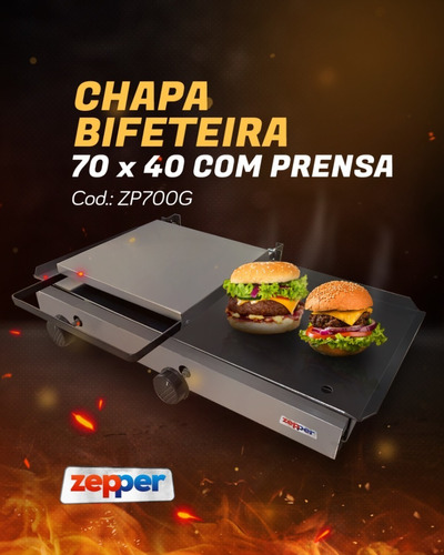 Chapa Bifeteira Hamburguer E Xis Prensa 70x40 Zp-700g