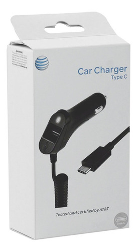 Cargador Dual De Auto / Carro At&t Con Cable Espiral Usb C