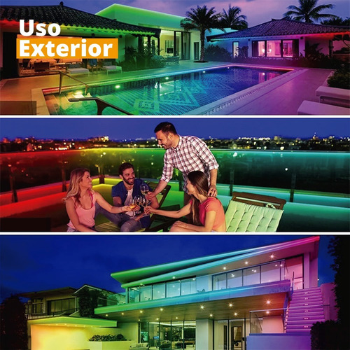 Imagen 5 de 10 de Cinta Tira De Led Rgb 5050 Exterior Rollo Por 5 Metros Ip 65