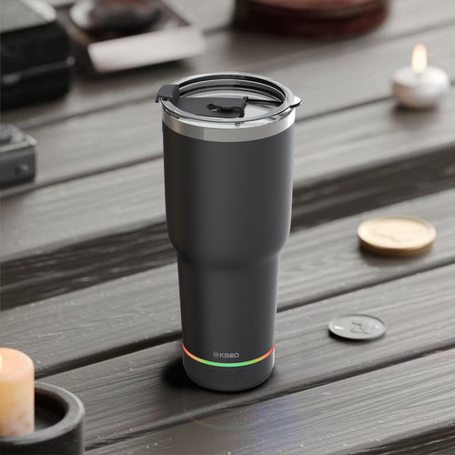 Vaso Térmico Con Bocina Bluetooth De 900 Ml Kbod Rad-20431 Negro Liso