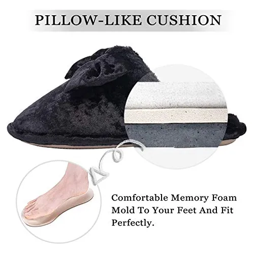 Dl Womens-house-slippers-memory-foam, Fluffy Velvet Slip On