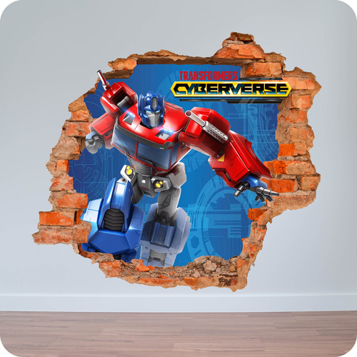 Vinilos Pared Rota 3d Transformers Optimus Cyberverse