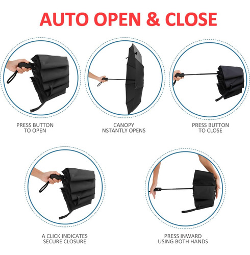 Paraguas Corto Resistente Al Viento Liberty Imports 3 Piezas