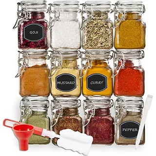 (3 Oz) Small Square Glass Jars With Airtight Round Lids...