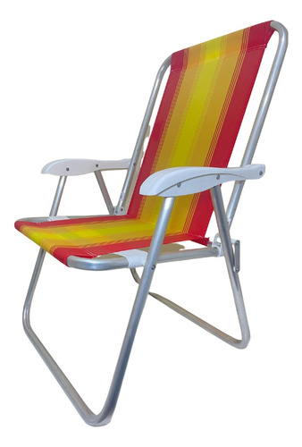 Cadeira De Praia Alta Nylon Encosto Alto Aluminio Ronchetti