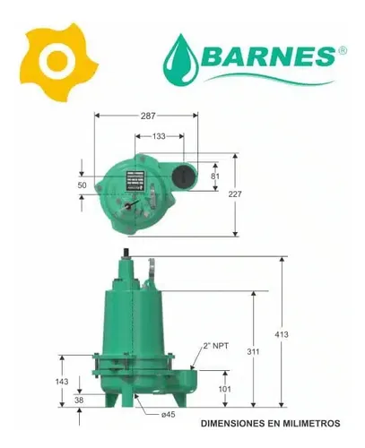 Electrobomba Barnes Aguas Residuales 2 Des 0.4hp 110v 1f