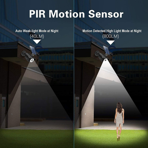 Luz Solar Con Sensor De Movimiento Al Aire Libre, 800 Lúmene