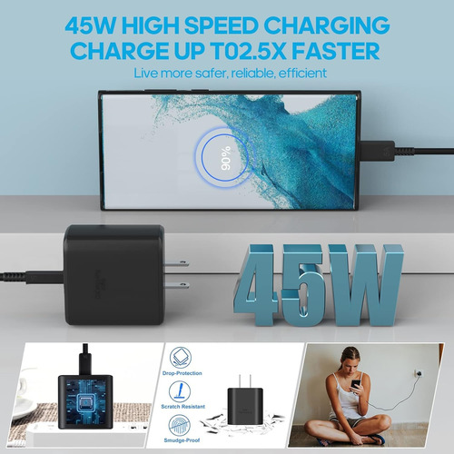 Cargador Samsung Usb-c 45 W Pd Gan Para Galaxy S25 S24 S23 S Color