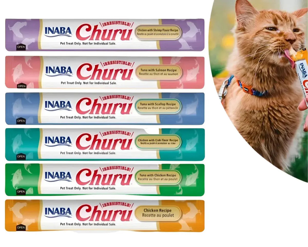 Snack Cremoso para Gato Churu: Kit com 6 Sachês de Sabores Variados