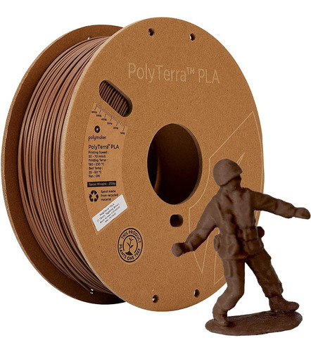 Filamento Polyterra Pla Polymaker, 1.75mm - 1kg Color Army Brown