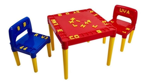 Imagem 1 de 4 de Mesa Infantil Com 2 Cadeira Educativa Para Crianças 3827