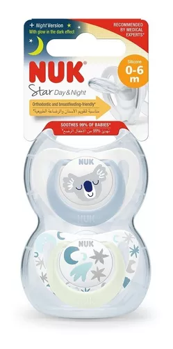 Set de 2 Chupetes NUK Space Luminoso 0-6, 6-18 Meses