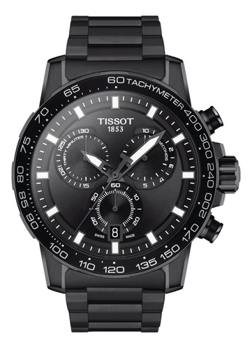 Reloj Tissot T125.617.33.051.00 T-Sport Supersport  de  color negro, analógico, para hombre, fondo negro, con correa de acero inoxidable color negro, agujas color negro y blanco, dial blanco y negro,