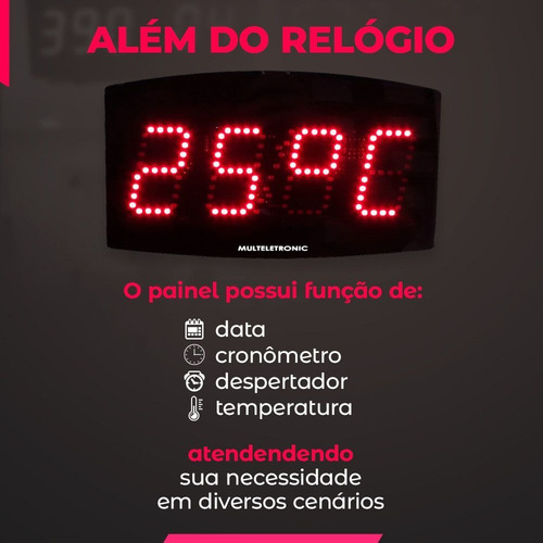 Kit Painel Relógio Led + Sirene Industrial Escola Empresa