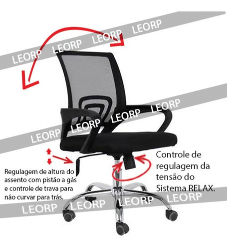 Imagem 1 de 5 de Cadeira Escritório, Pé Cromado, Sist. Relax, Gás, Malha Mesh