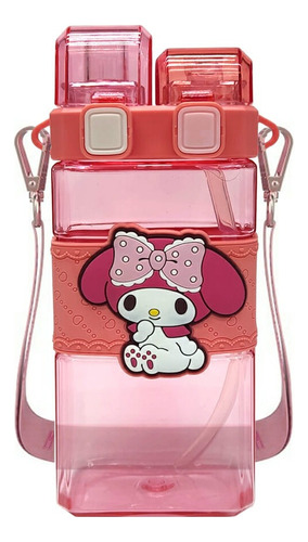 Botella Vaso Agua Cantimplora Doble Con Correa Kitty Sanrio 