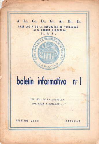 Gran Logia De Venezuela Boletin 1 De 1964 Masoneria
