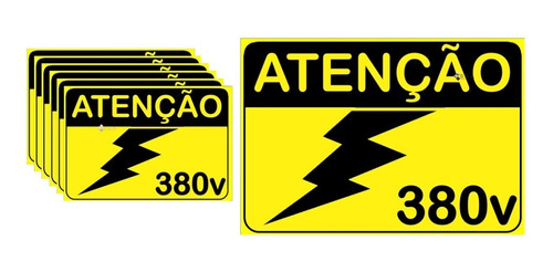 Placa Adesivo Para Painéis Elétricos 380v Nr10 Nr12 6pçs