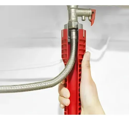 Llave Inglesa 5 En 1 Versátil Para Sanitaria, Fregadero Rojo