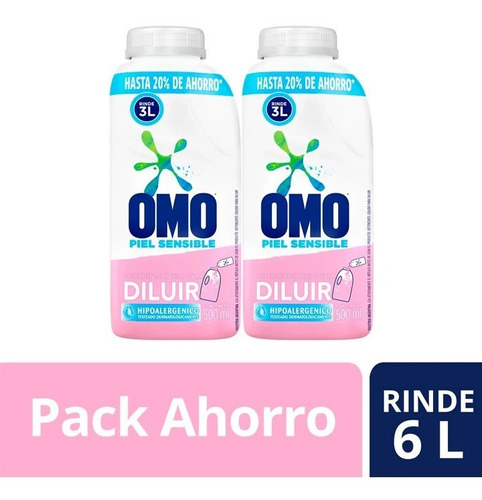 Pack Detergente Líquido Hipoalergénico 2un 500ml Rinden 6lt