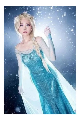Vestido Frozen Para Adulto, Princesa Elsa, Halloween, 3 Unid