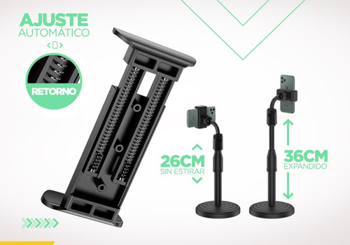 Imagen 8 de 10 de Soporte Apoya Celular Flexible Rota 360° Extensible De Mesa