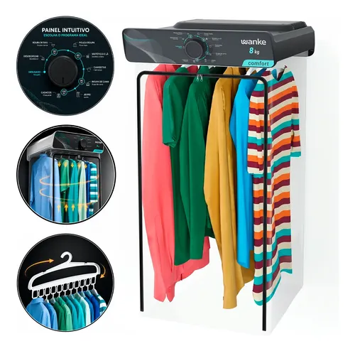 Secadora De Roupas Wanke Comfort 8kg Parede Grafite 220v