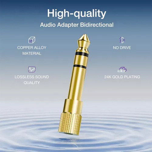 4 Pzs Conector Jack 6.35 Adaptador 3.5mm Estereo Pro Dorado Adecuado para micrófonos de altavoces de guitarra