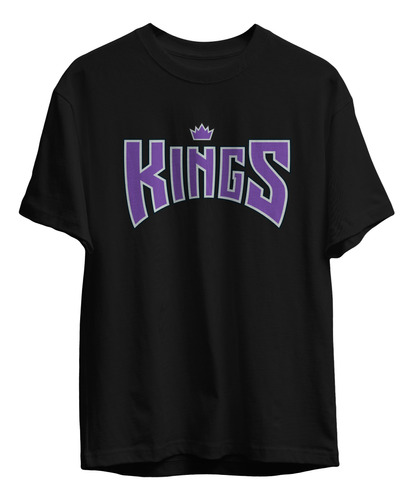 Remera Basket Nba Sacramento Kings Negra Logo Kings Vintage