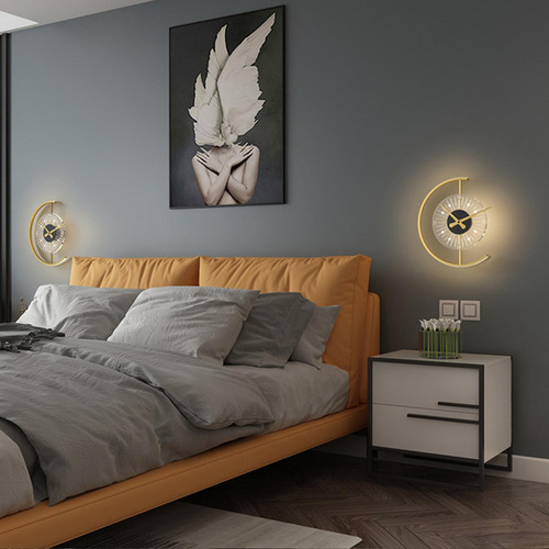 Lámpara De Pared Con Reloj Nórdico, Luz Cálida, Luz De