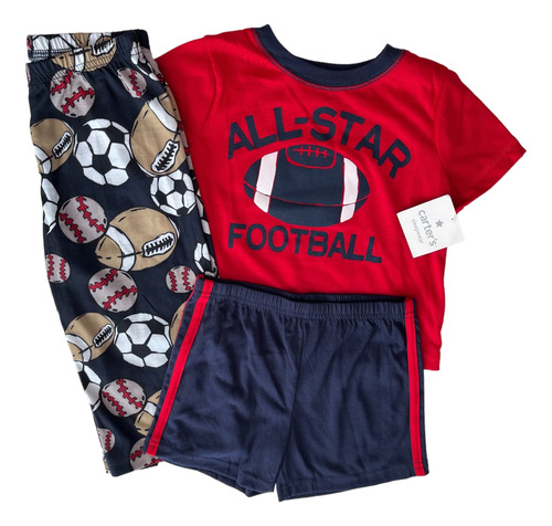 Set Carters 3 Piezas Remera Short  Y Pantalón Niño