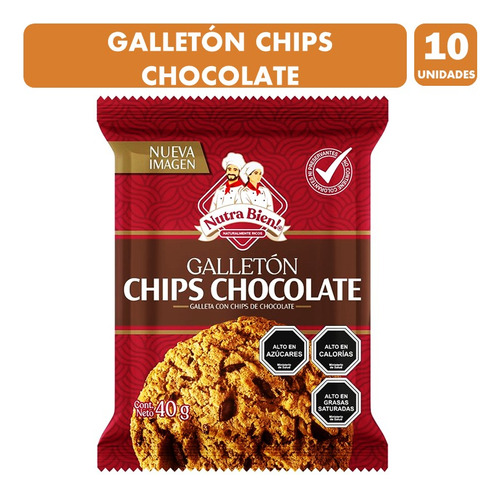 Galletón De Colación Chip Chocolate -nutrabien(pack Con 10u)