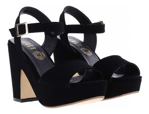 Imagen 3 de 4 de Zapatos De Tacón 10cm Mujer Plataforma Ante Negro