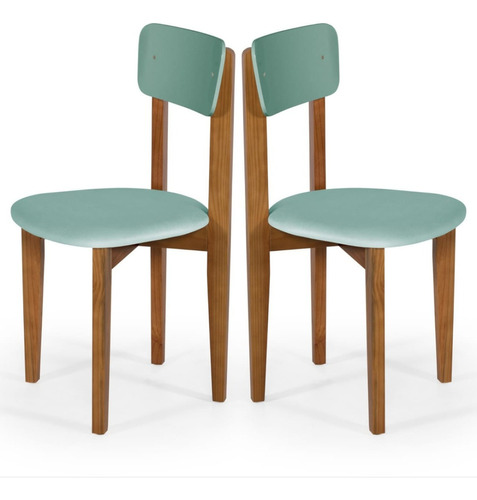 Kit 2 Cadeiras Para Cozinha Elisa Com Assento Tecido Suede Estrutura Da Cadeira Imbuia Assento Menta