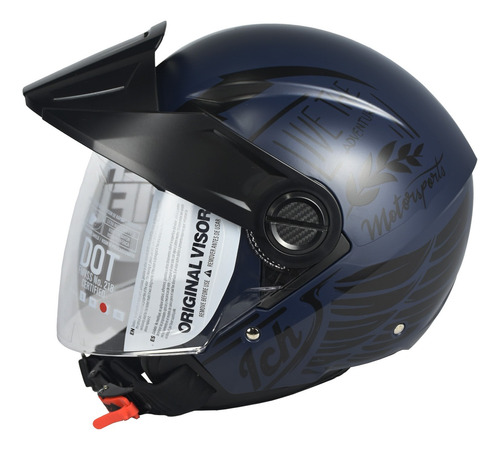 Casco Abierto Ich 102 Royal Azul Navy Negro Visor Tr