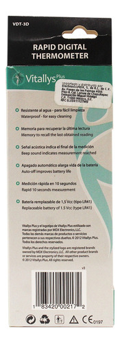Termómetro Digital Rápido Vitallys Plus Vdt-3d