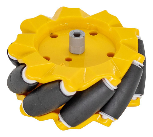 Roda Pneu Omnidirecional 80mm Mecanum Amarelo (direita)