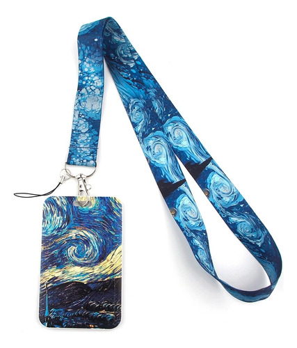 Porta Carnet Y Lanyard Van Gogh La Noche Estrellada Arte