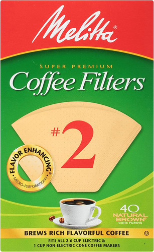 Filtros De Café En Forma De Cono Melitta #2, Marrón Natural,