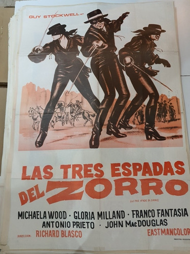 Afiche De Cine Original 1616- Las Tres Espadas Del Zorro